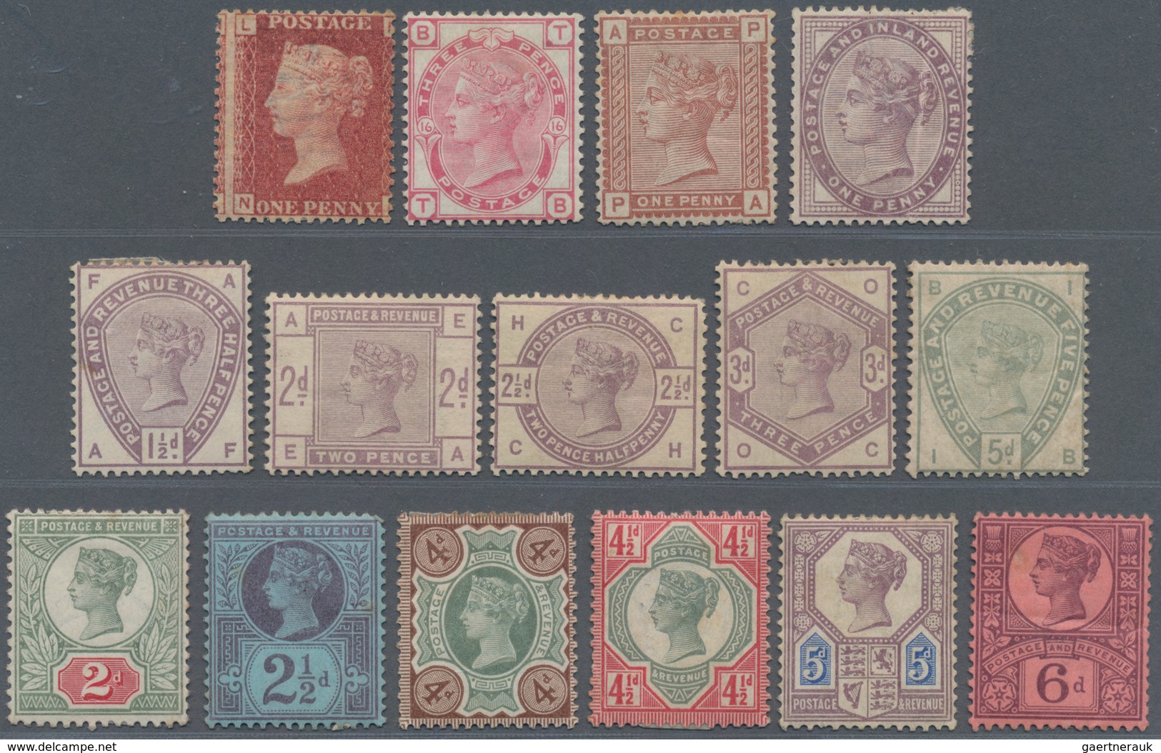 Großbritannien: 1864-1892 Ca.: Group Of 15 Different QV Stamps Mint, Including Good Ones As 1875 3d. - Sonstige & Ohne Zuordnung