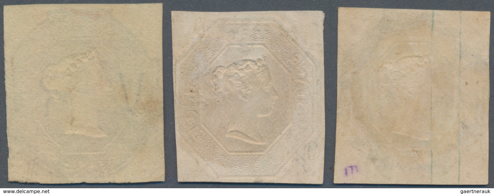 Großbritannien: 1847-54 Set Of The Three Embossed High Values Used, With 1s. Green, 10d. Brown And 6 - Other & Unclassified