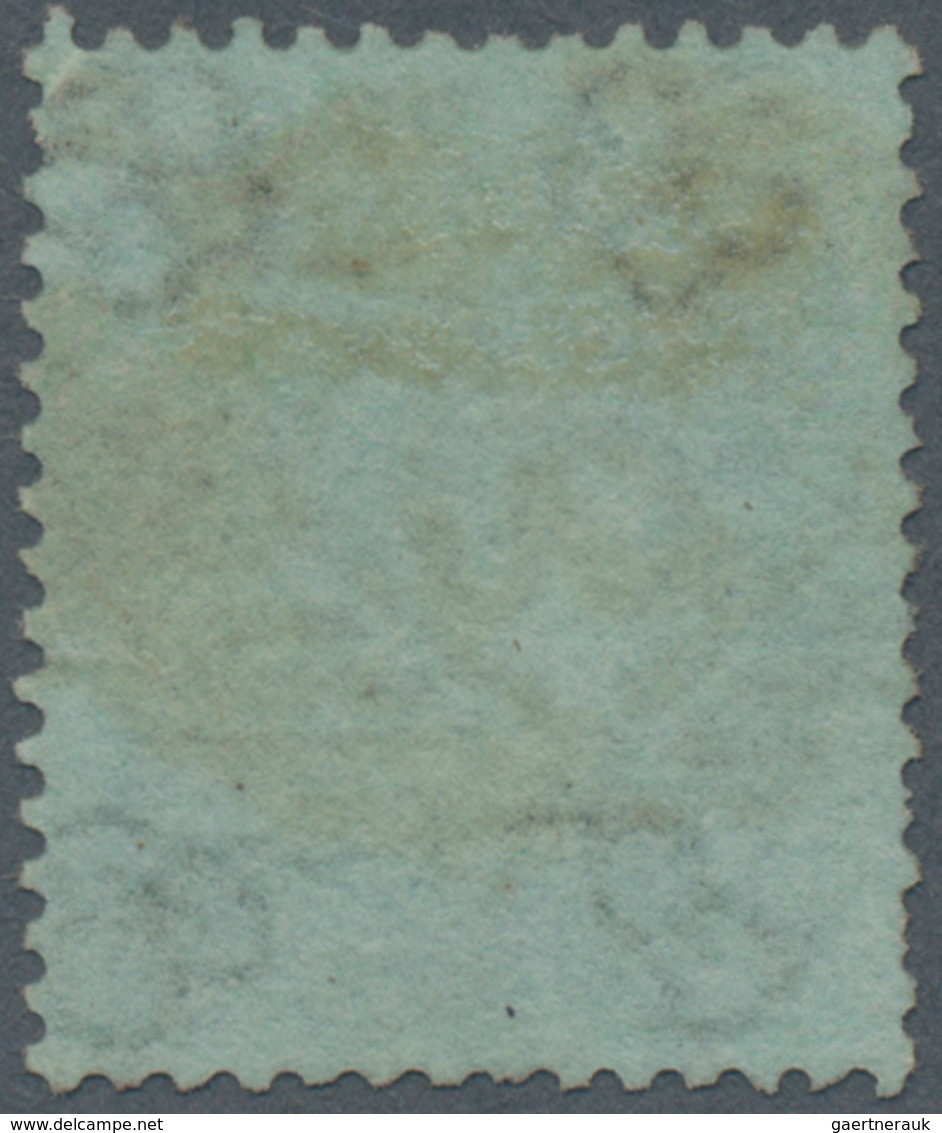 Großbritannien: 1856 QV 1s. Green On Azure Paper, Wmk Emblems, Used And Cancelled By Greenwich Numer - Other & Unclassified