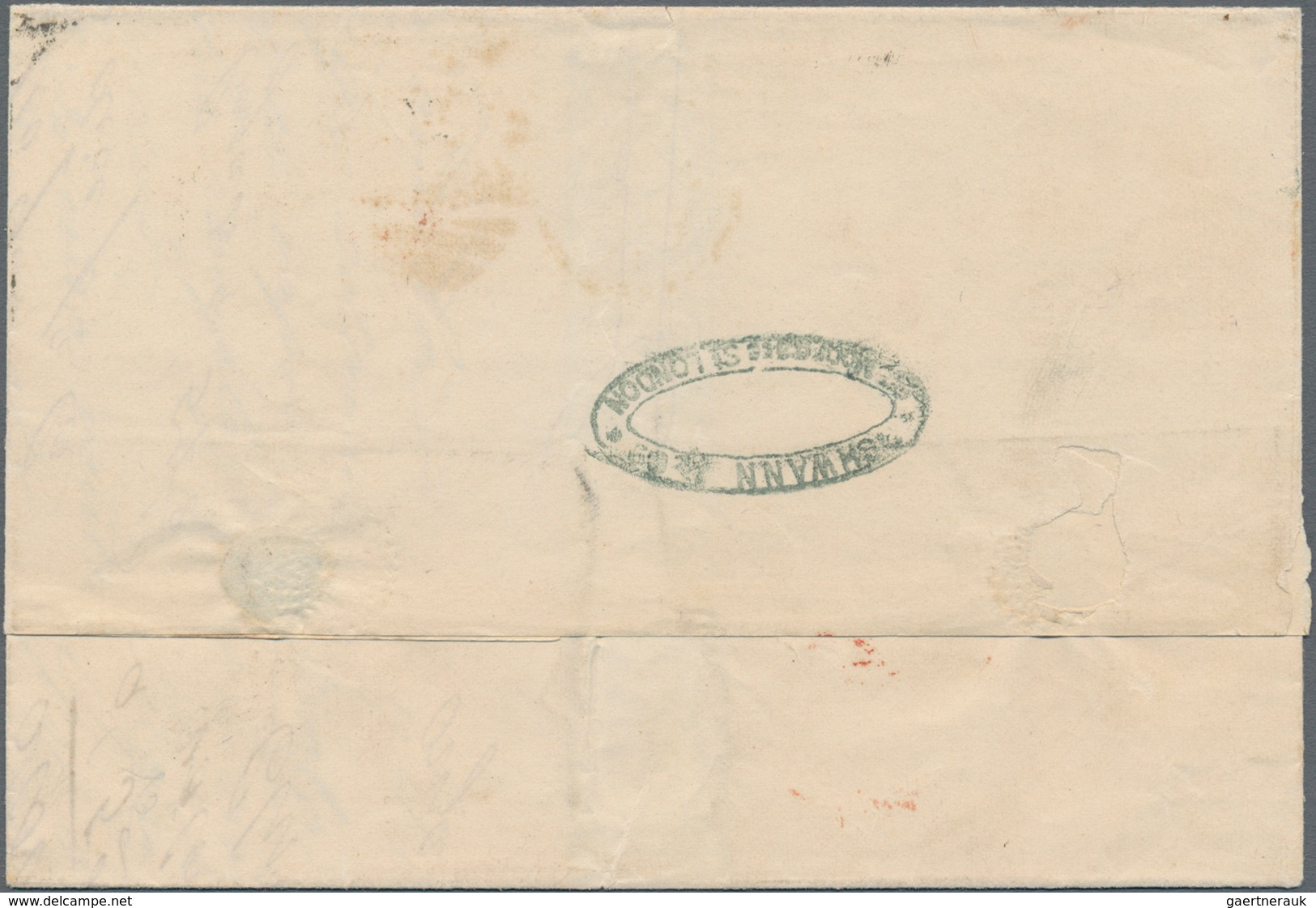 Großbritannien: 1875 1s. Green Vertical Pair, Plate 12, Used On Folded Letter From London To Veracru - Sonstige & Ohne Zuordnung