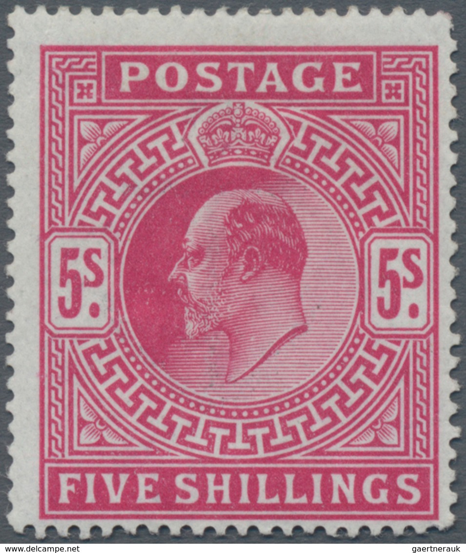 Großbritannien: 1902/1913, KEVII 5s. Carmine, Fresh Colour And Well Perforated, Mint Original Gum Wi - Andere & Zonder Classificatie