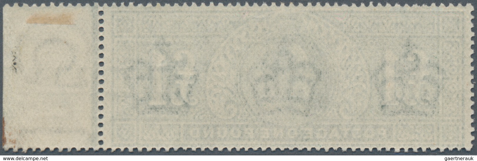 Großbritannien: 1902, 1 Pound Green, Mint Marginal Piece From Right Margin Of Sheet In Deep Color An - Other & Unclassified