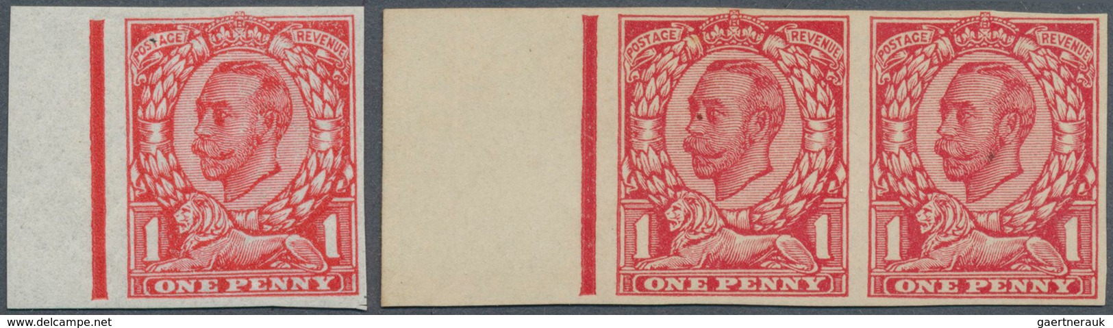 Großbritannien: 1911, Imperforate Paper Trials For Downey Head Issue On "John Allen Special Finish" - Sonstige & Ohne Zuordnung