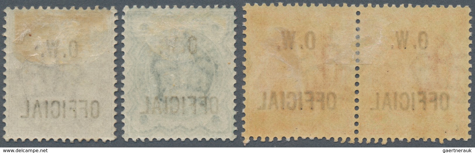 Großbritannien - Dienstmarken: 1896/1902, Office Of Works, QV ½d. Orange Horizontal Pair, ½d. Blue-g - Dienstmarken