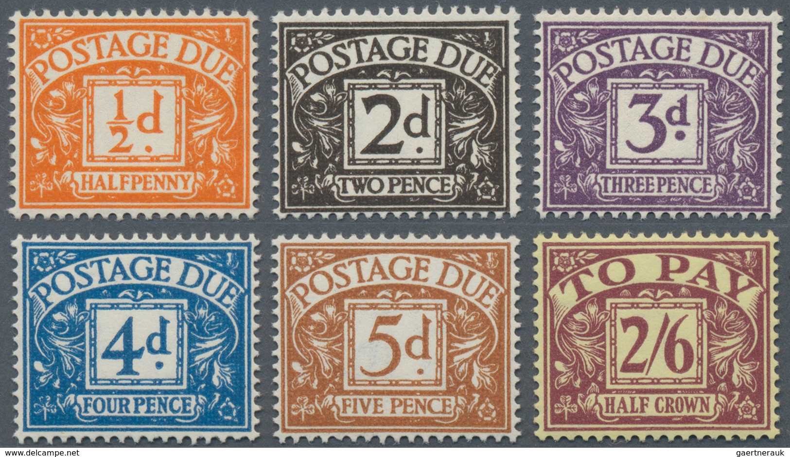 Großbritannien - Portomarken: 1954, 1/2d Orange To 2/6 Half Crown Brown Mint Never Hinged (400.-) - Strafportzegels