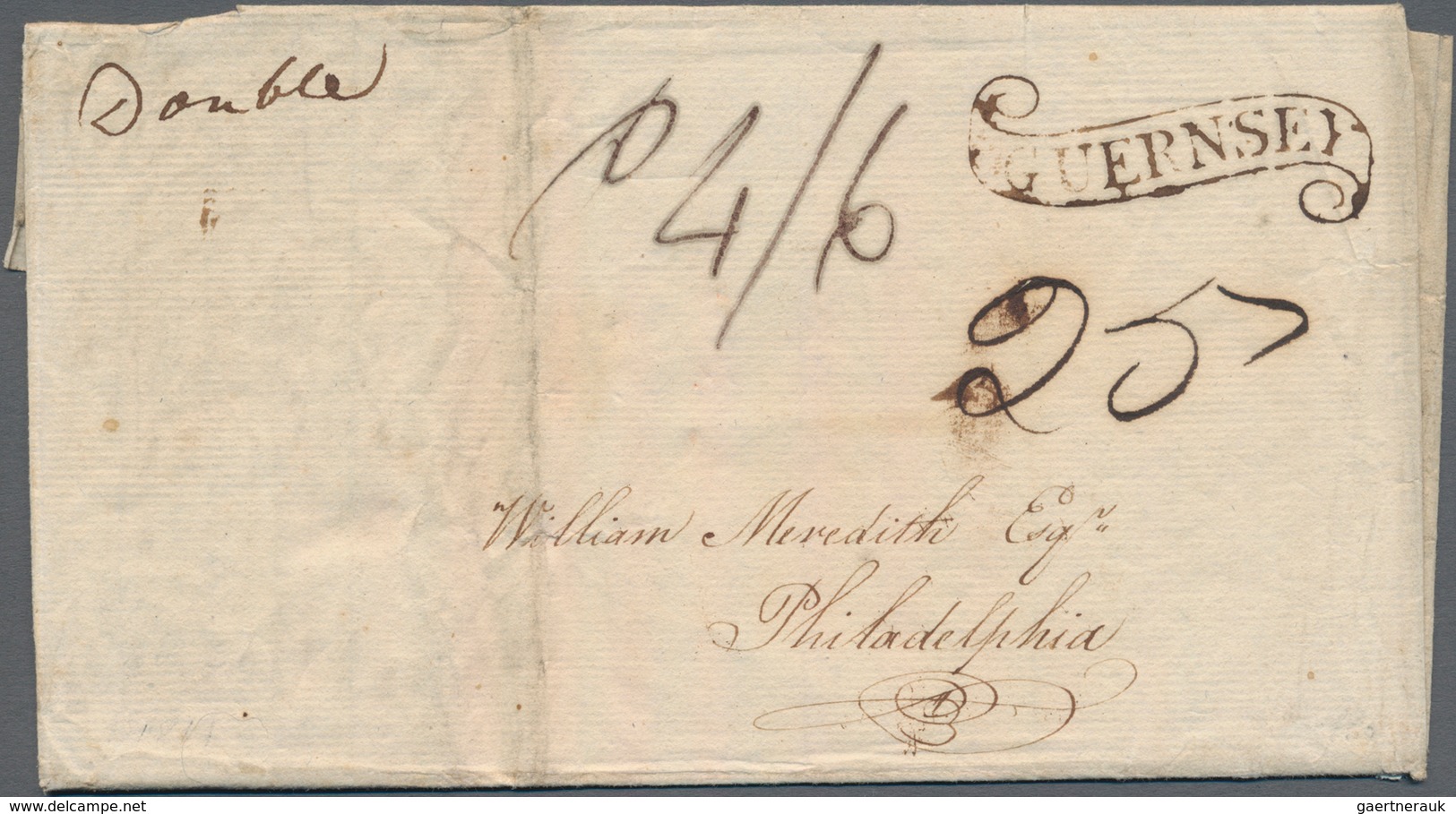 Großbritannien - Guernsey: 1819, Decorative Folded Letter With Very Rare Postmark "GUERNSEY" In The - Guernsey