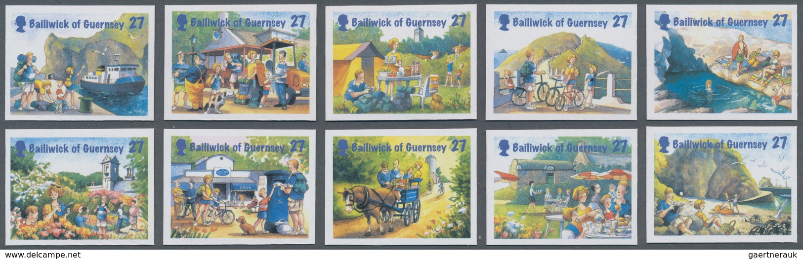 Großbritannien - Guernsey: 2002. Complete Set "Tourism - Holiday In Sark" (10 Values) In IMPERFORATE - Guernsey