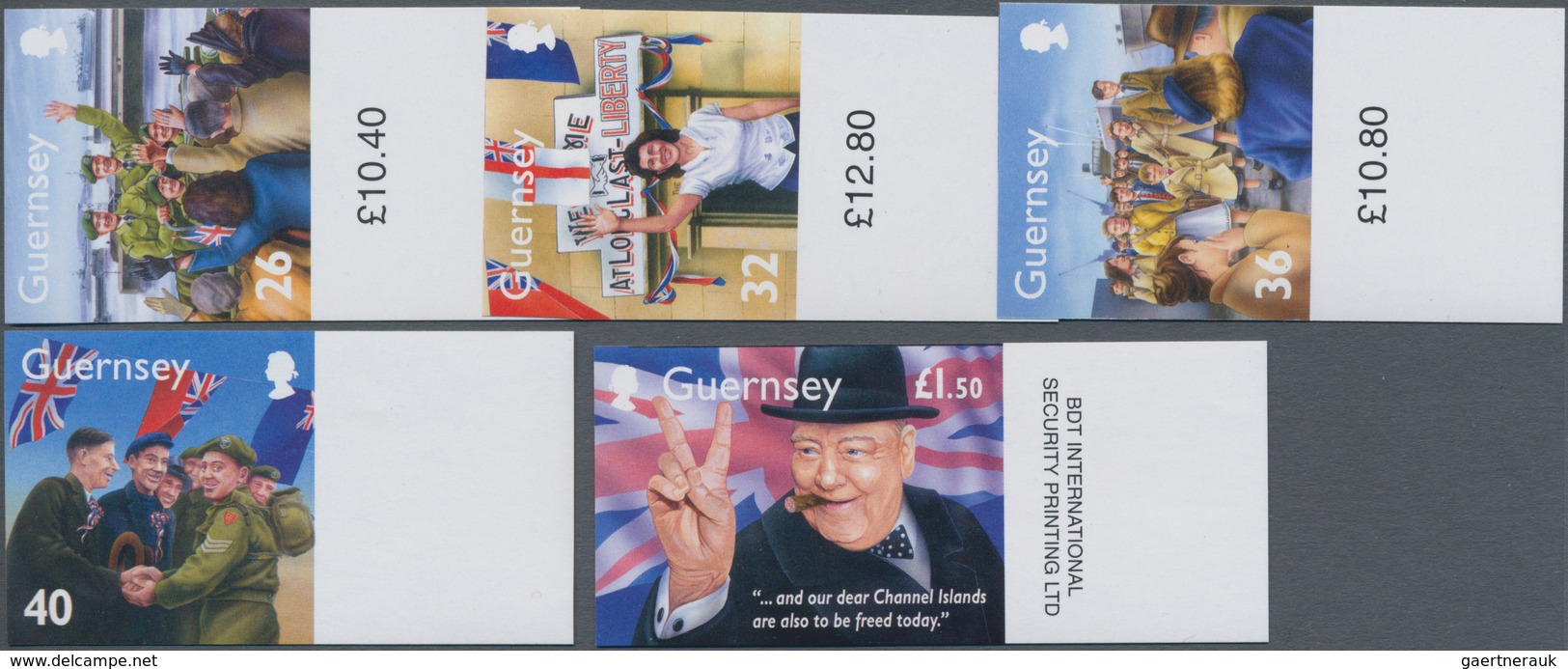 Großbritannien - Guernsey: 2005, 5 Values "Events In The Second World War - Including Winston Church - Guernsey