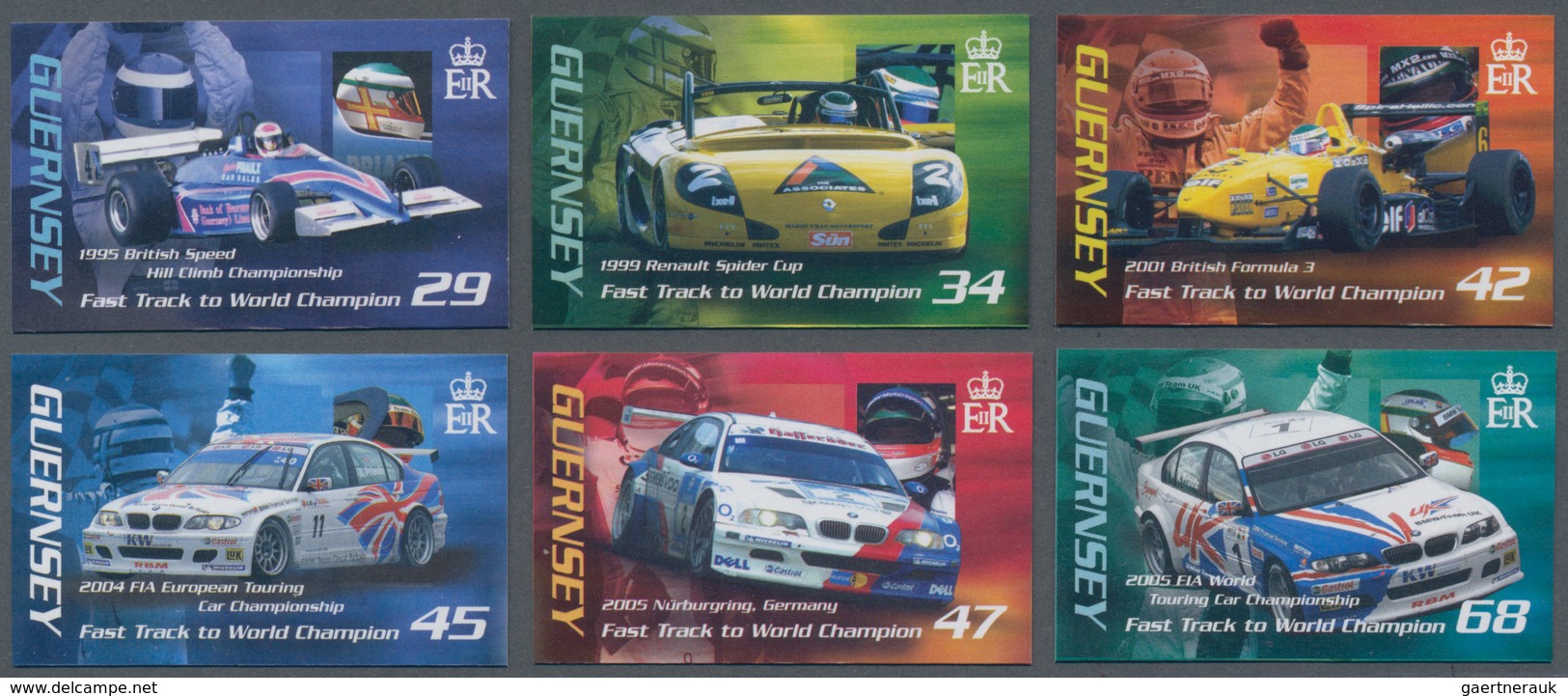 Großbritannien - Guernsey: 2006. Complete Set "Racing Car Driver Andy Priaulx" (6 Values) In IMPERFO - Guernsey