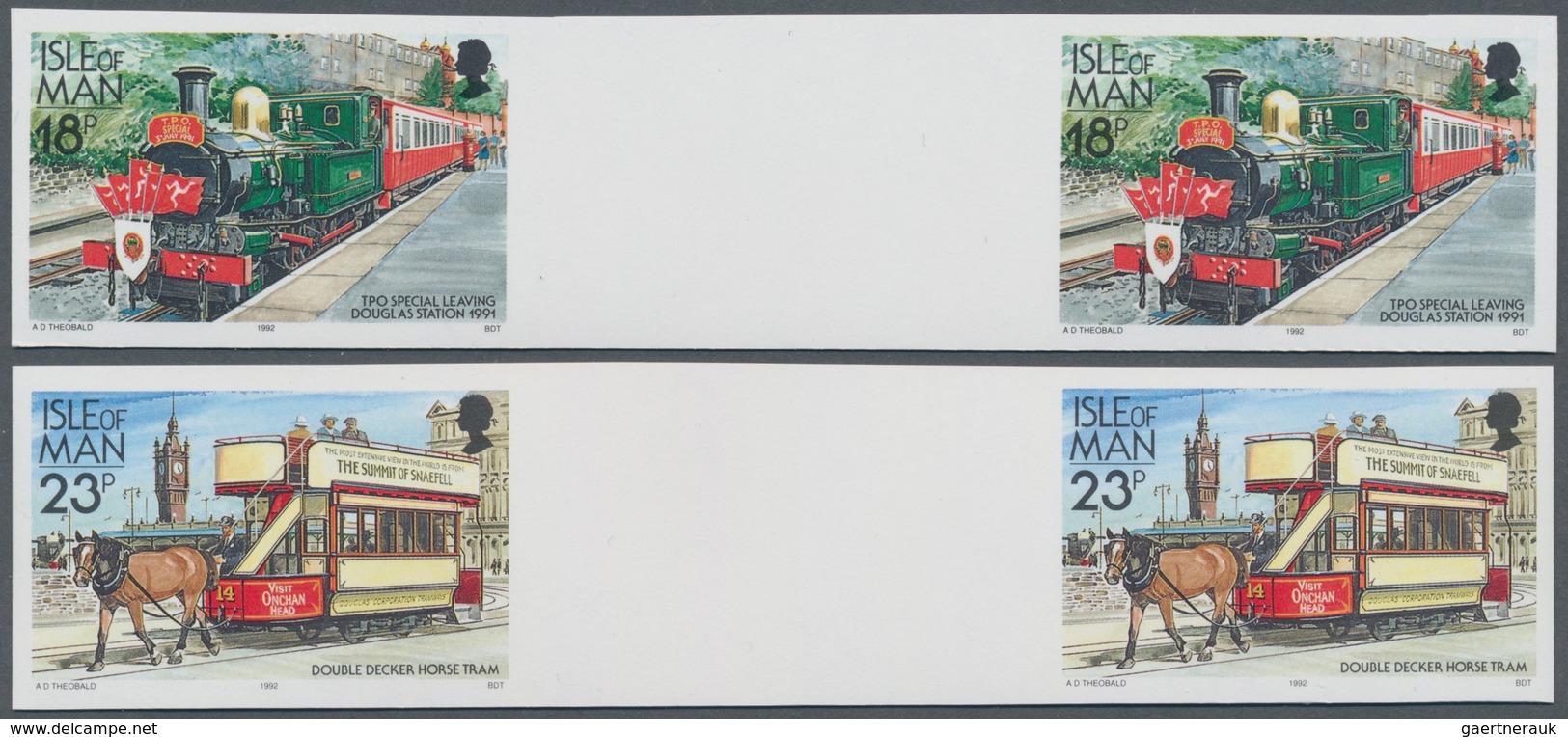 Großbritannien - Isle Of Man: 1992. Complete Definitive Issue "Railways & Tramways" (2 Values) In 2 - Man (Insel)