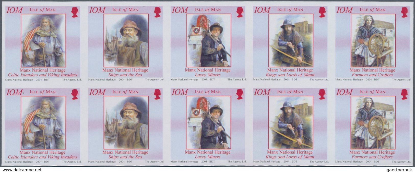 Großbritannien - Isle Of Man: 2004. Imperforate Booklet Pane (2 Times 5 Stamps) For The Stamp Bookle - Man (Eiland)