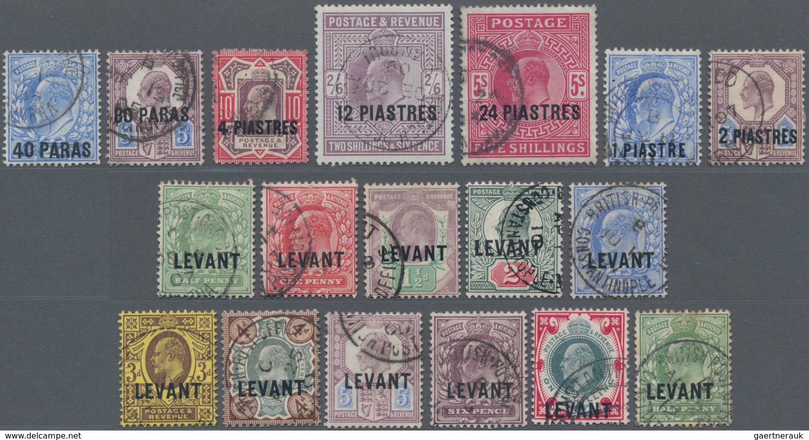 Britische Post In Der Türkei: 1902-12 British Levant KEVII. Issues In Turkish And British Currency, - Sonstige & Ohne Zuordnung