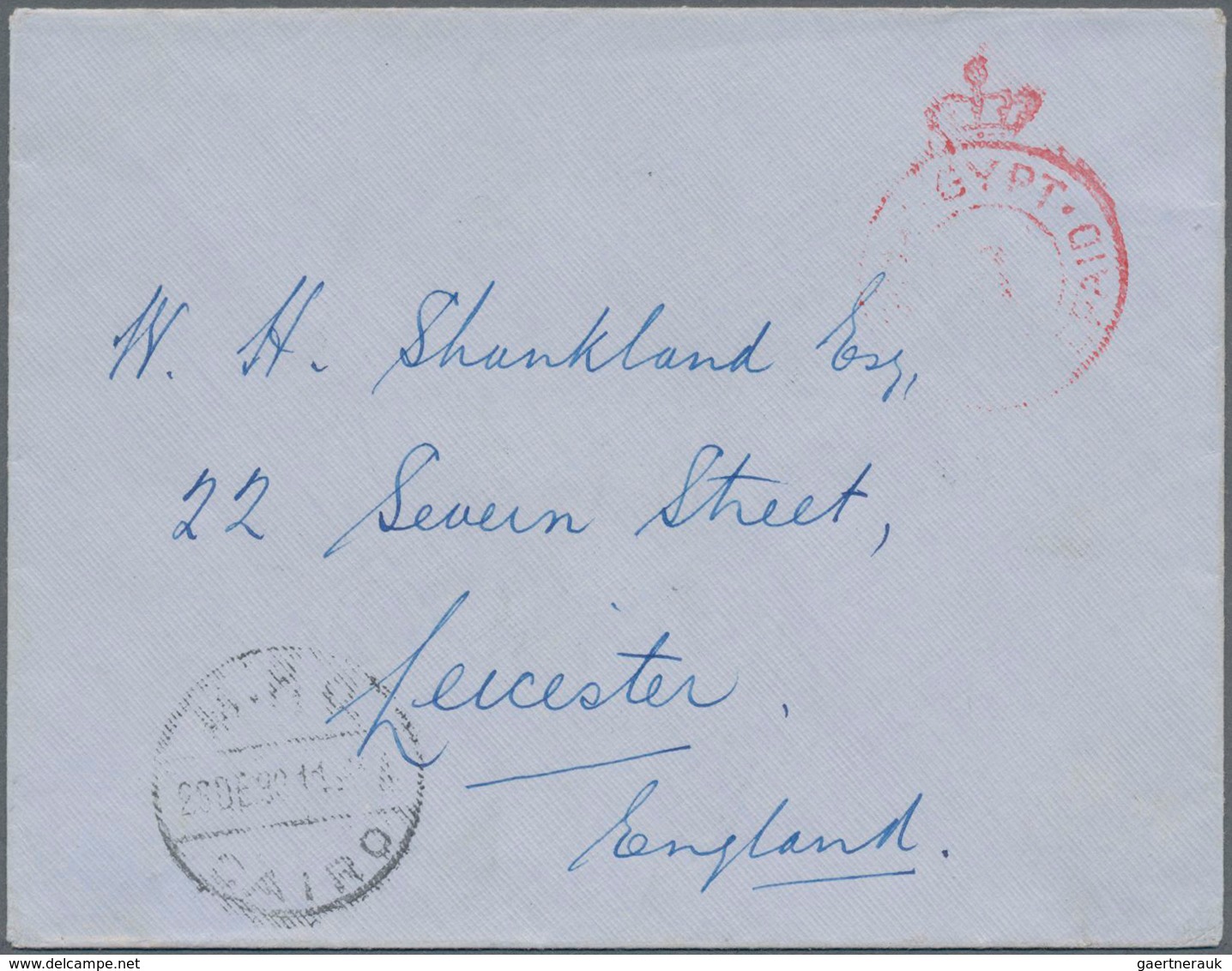 Britische Militärpost In Ägypten: 1935, "(CROWN) POSTAGE PREPAID 19" Red Cancellation On Cover, Blac - Sonstige & Ohne Zuordnung