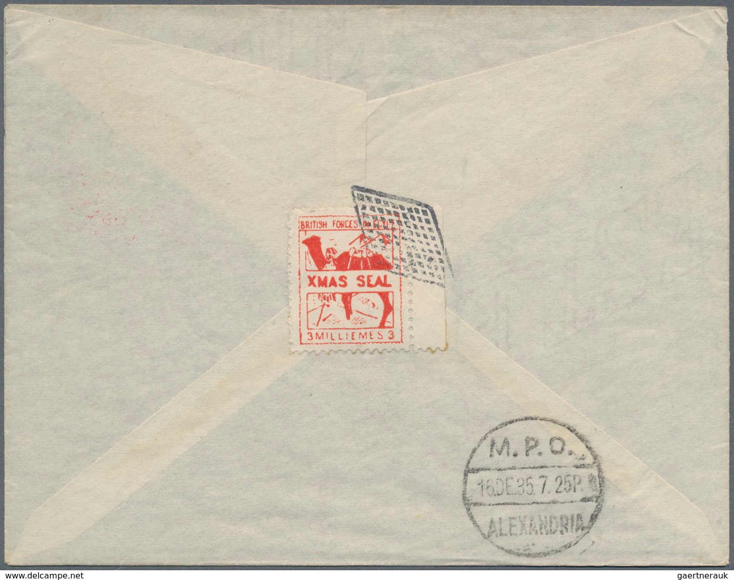 Britische Militärpost In Ägypten: 1935, "(CROWN) POSTAGE PREPAID 14" Red Cancellation On Cover (open - Sonstige & Ohne Zuordnung