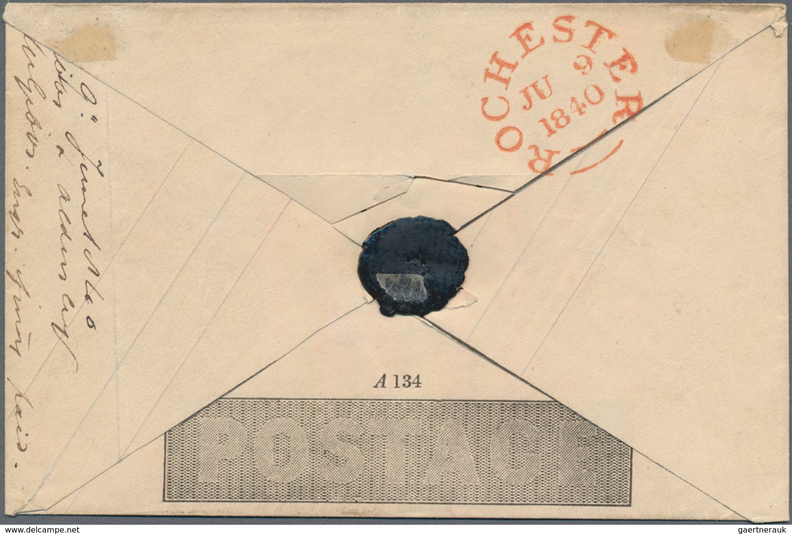 Großbritannien - Ganzsachen: 1840, Muready Envelope 1d. Black Used With Red MC On Front And C.d.s. " - 1840 Mulready Envelopes & Lettersheets