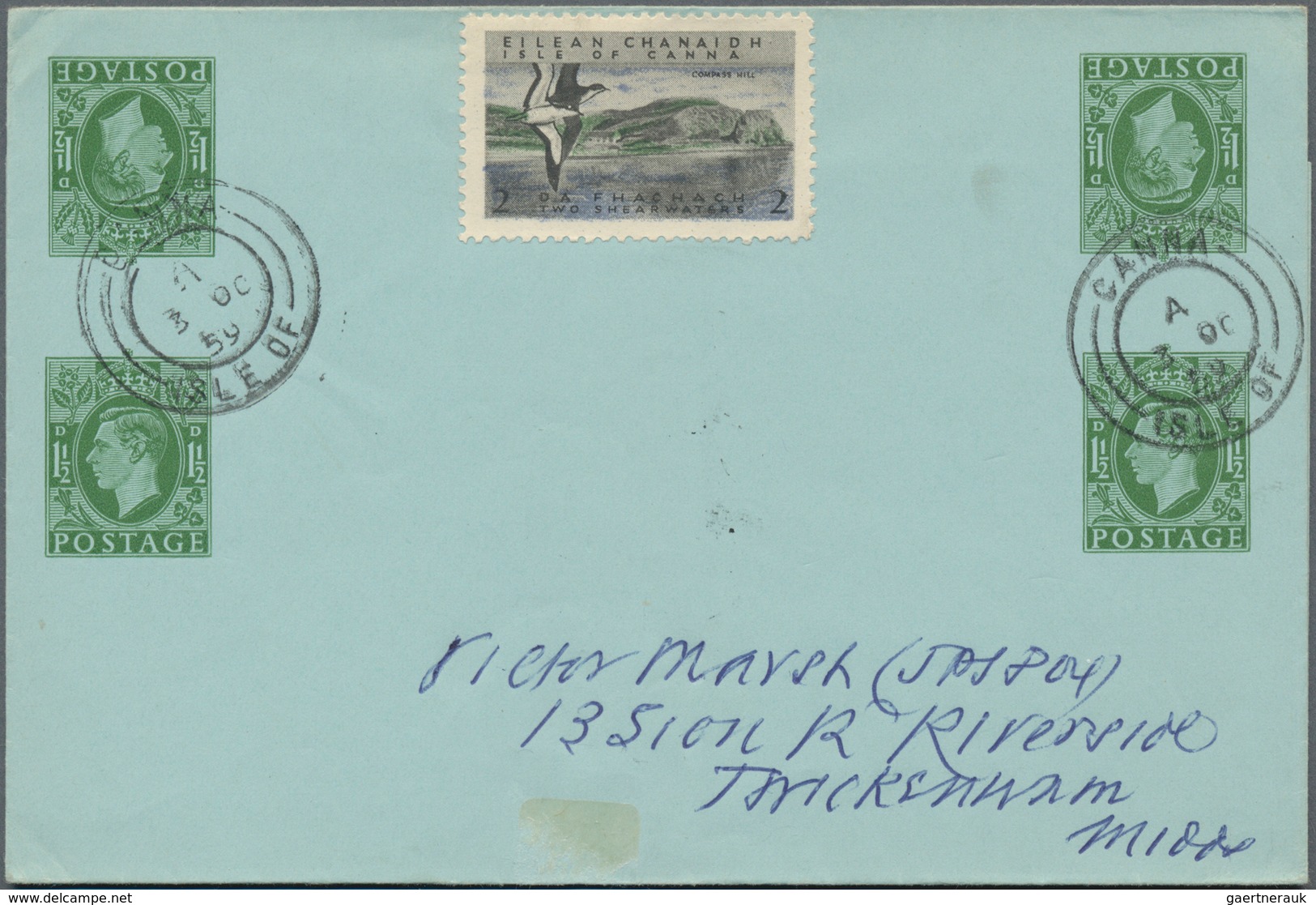 Großbritannien - Ganzsachen: 1959 Four Used Private Postal Stationery Lettersheets Half Penny, Orang - 1840 Mulready Envelopes & Lettersheets