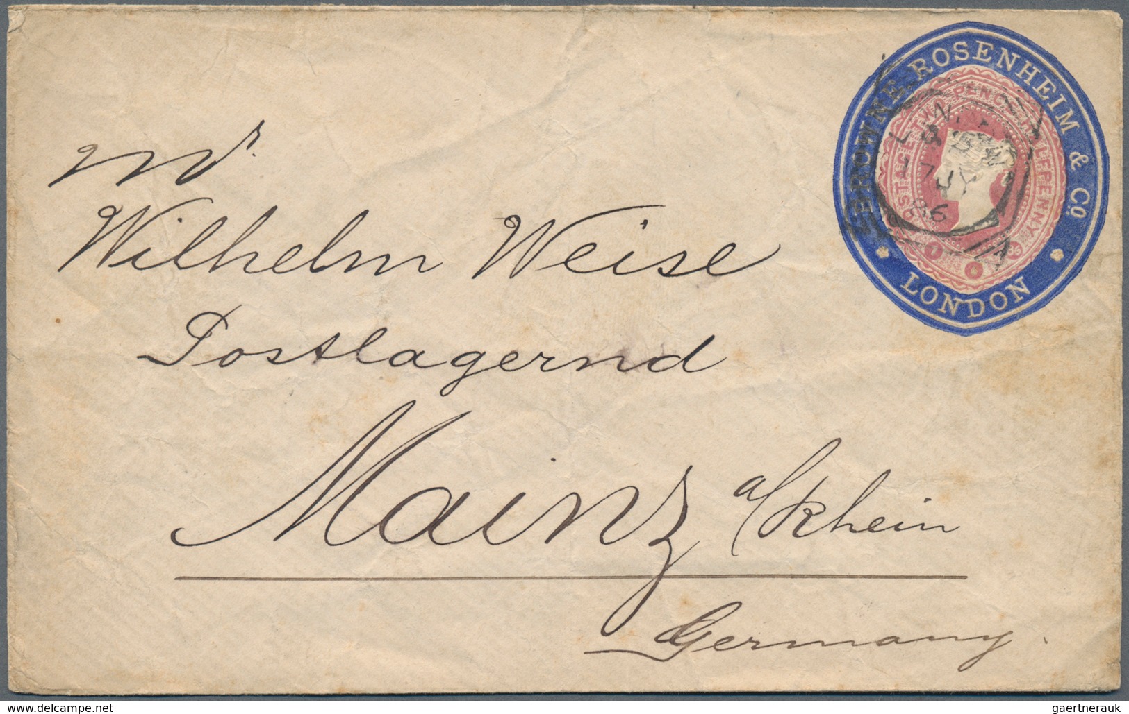 Großbritannien - Privatganzsachen: 1886 (17.7.), Stat. Envelope QV 2½d. Carmine-rose Embossed Oval W - Sonstige & Ohne Zuordnung