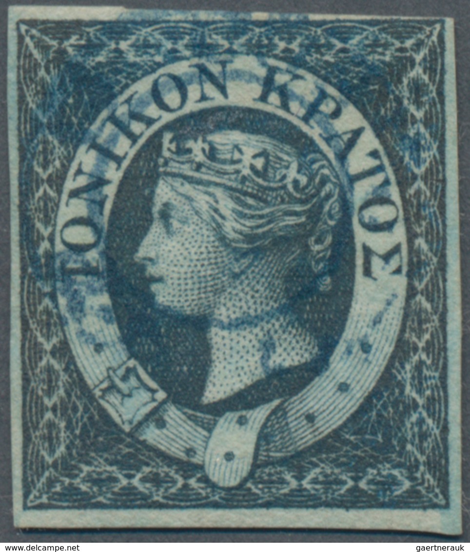 Ionische Inseln: 1859, 1d. Blue, Close To Full Margins, Fine Used Copy, Signed Oliva. - Ionian Islands