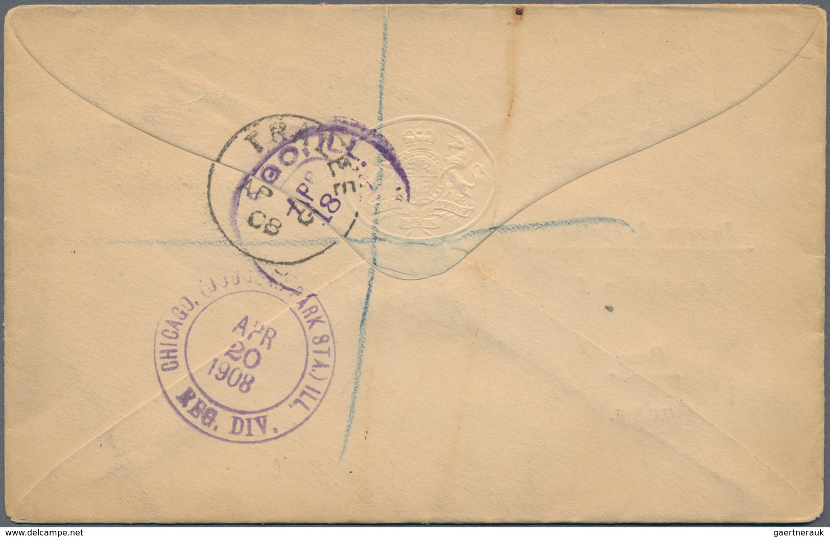 Irland: 1908 (10.4.), Registered 'Avis De Reception' Cover Used From TRALEE To Chicago With Arrival - Brieven En Documenten