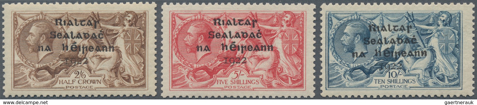 Irland: 1922, 2s.6p. - 10 S. With Overprint Type I, Complete Set With 3 Stamps MNH, Signed Vossen (M - Brieven En Documenten