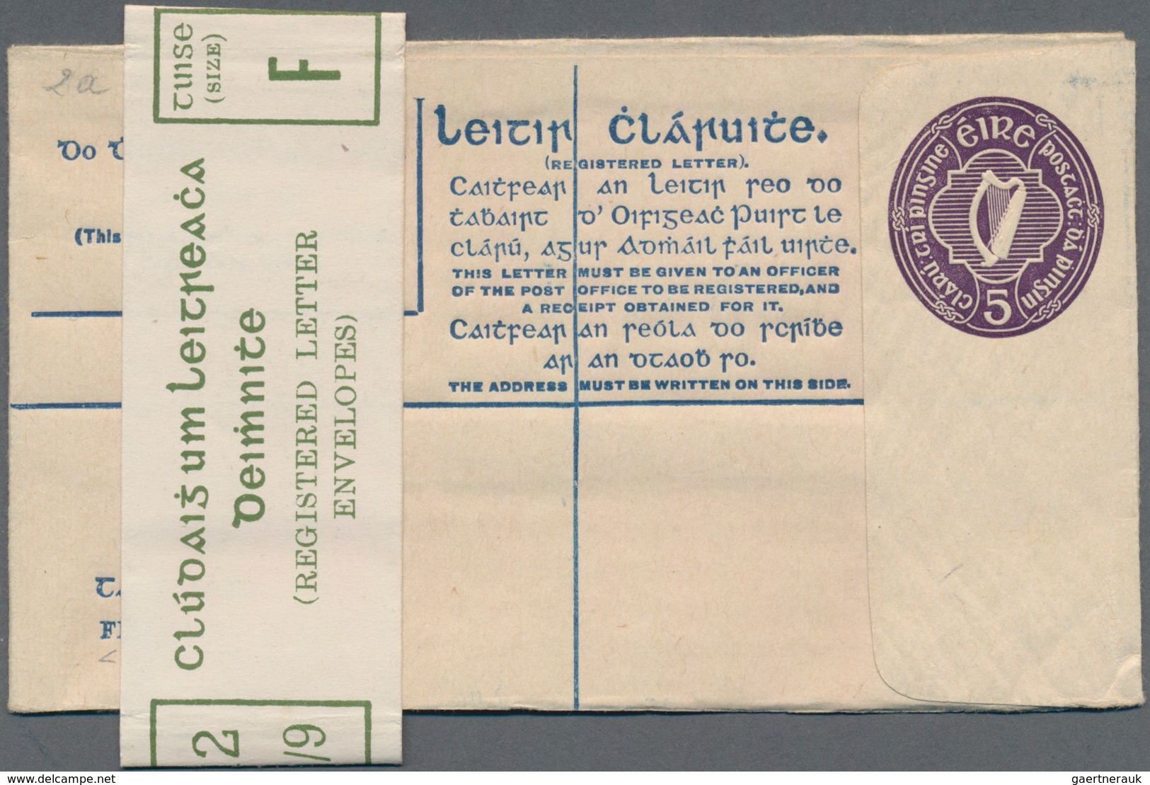 Irland - Ganzsachen: 1924/1925, 5 Pg Deep Purple Postal Stationery Registered Cover, Unsed + Origina - Postwaardestukken