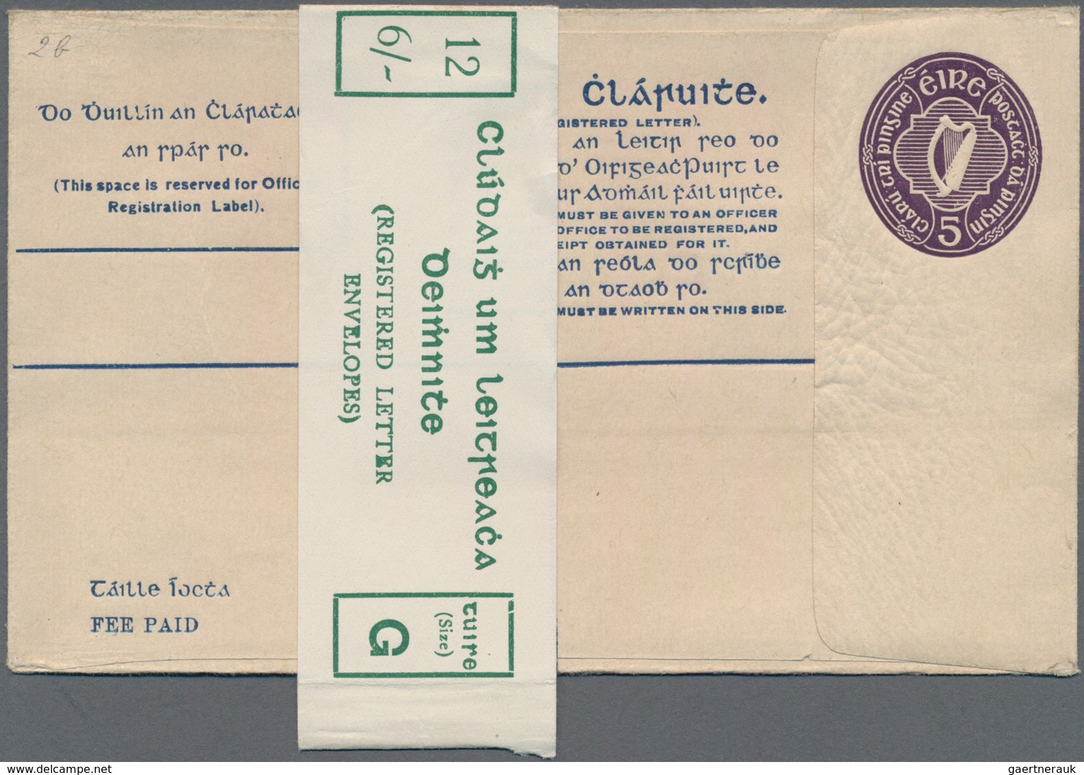 Irland - Ganzsachen: 1924/1925, 5 Pg Deep Purple Postal Stationery Registered Cover, Unsed + Origina - Postal Stationery