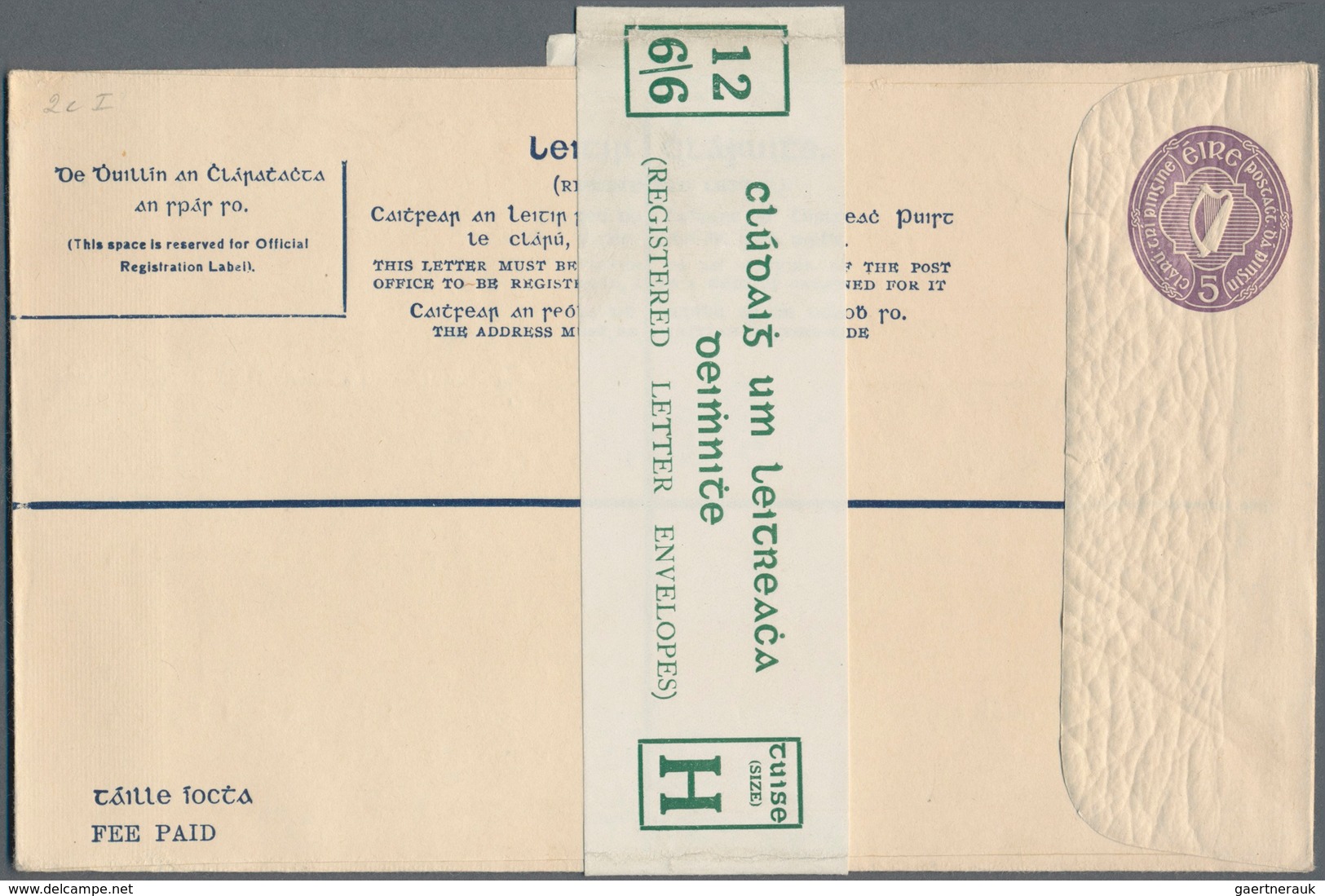 Irland - Ganzsachen: 1924/1925, 5 Pg Violet Postal Stationery Registered Cover, Unused + Original Wr - Postal Stationery