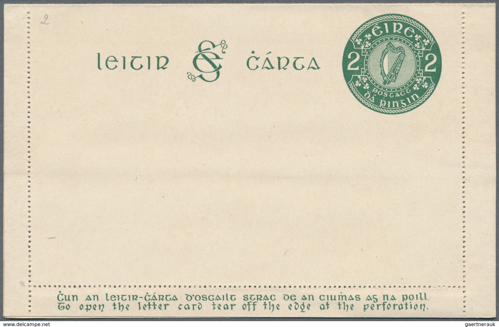 Irland - Ganzsachen: 1924, 2 Pg. Letter Card Unused With Wrapper For 10 Letter Cards 2/-. Very Scarc - Postal Stationery