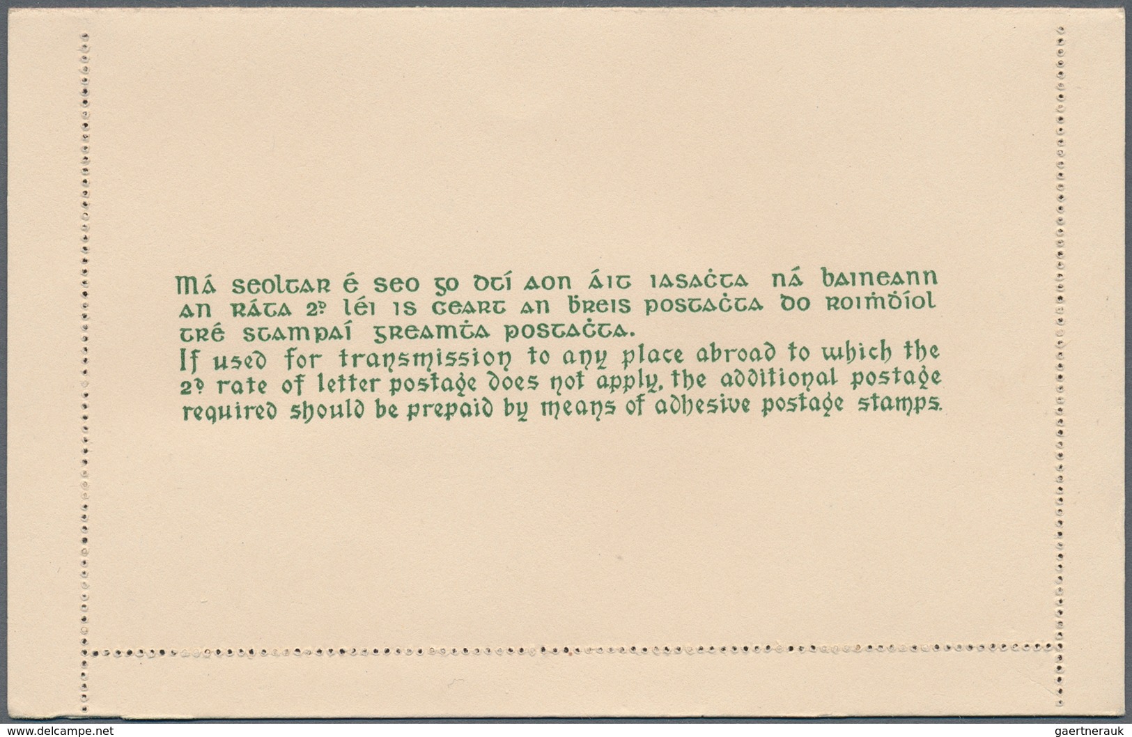 Irland - Ganzsachen: 1924/1934, 2 Pg Dark-green Postal Stationery Letter Card, Unused + Original Wra - Ganzsachen