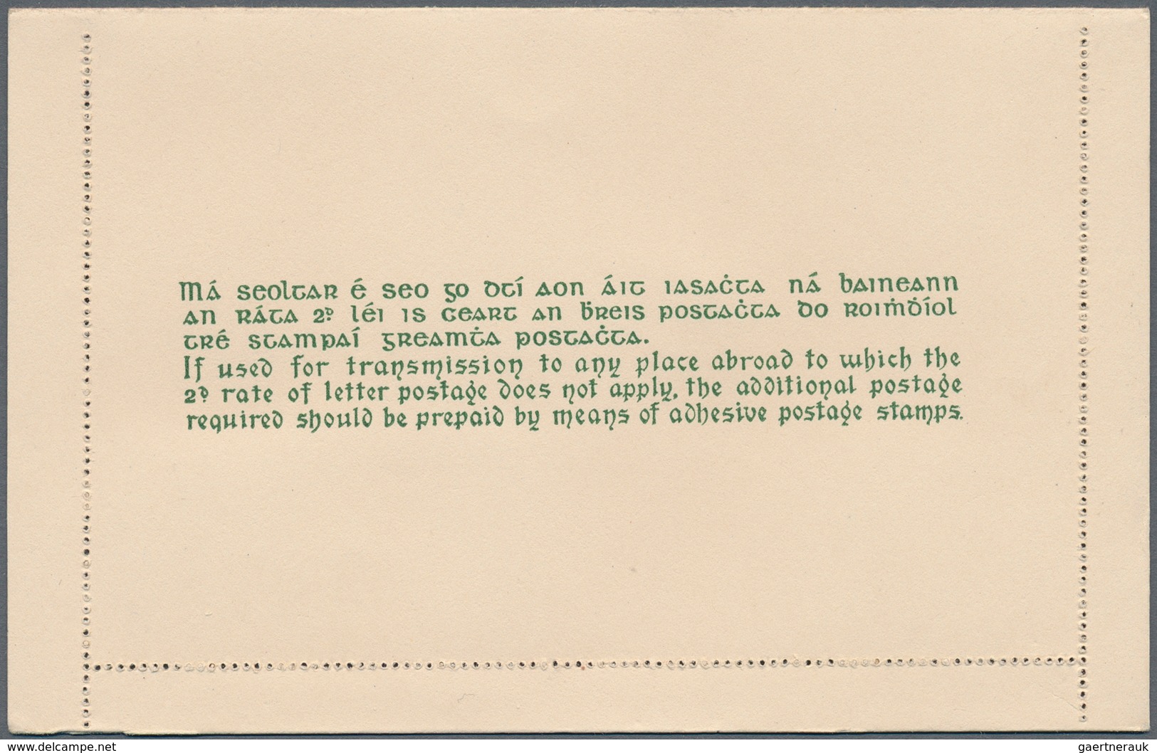 Irland - Ganzsachen: 1924/1934, 2 Pg Dark-green Postal Stationery Letter Card, Unused + Original Wra - Postal Stationery