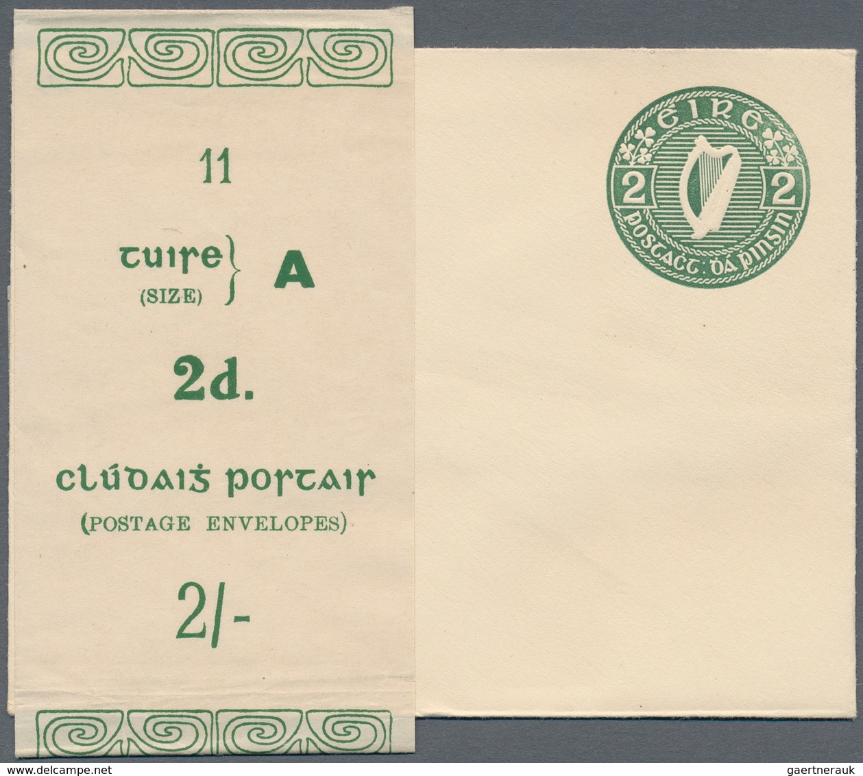 Irland - Ganzsachen: 1924/1925, 2 Pg Dark-green Postal Stationery Cover, Unused + Original Wrap For - Ganzsachen