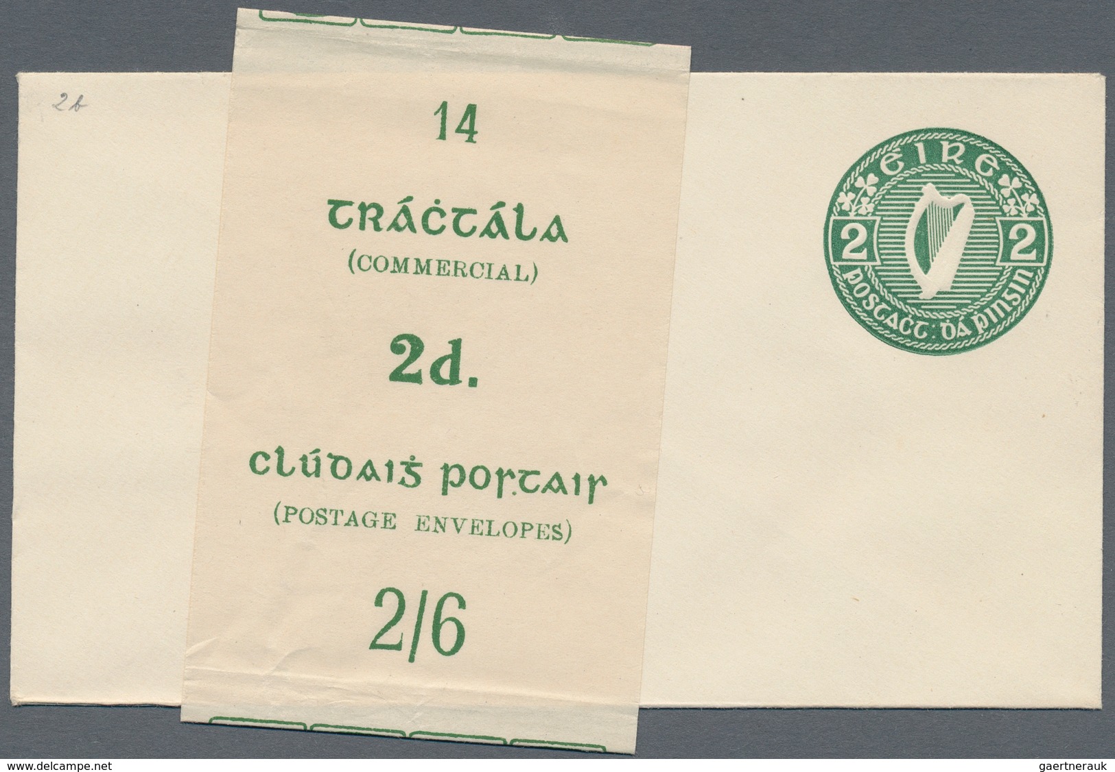 Irland - Ganzsachen: 1924/1925, 2 Pg Dark-green Postal Stationery Cover With Flap Cut Type III (mich - Ganzsachen