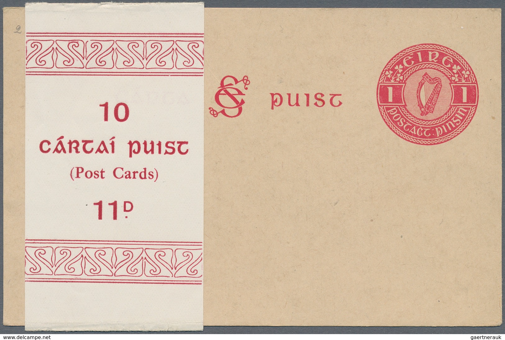 Irland - Ganzsachen: 1925/1931, 1 Pg Carmine Postal Stationery Postcard, Unused + Original Wrap For - Ganzsachen