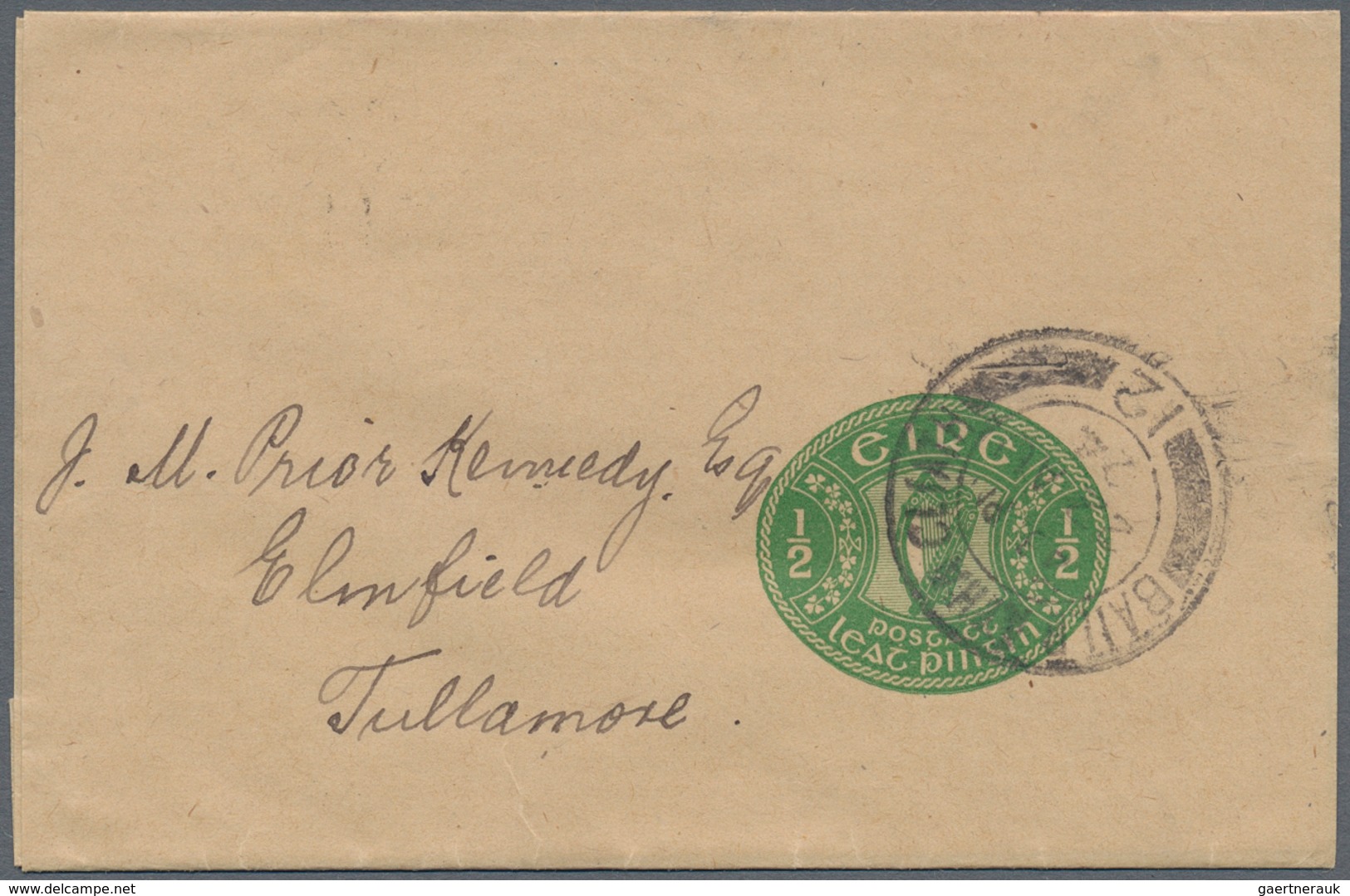 Irland - Ganzsachen: 1940/1947, 1/2 Pg Green And 1 Pg Carmine Postal Stationery Wrapper, Used - Ganzsachen