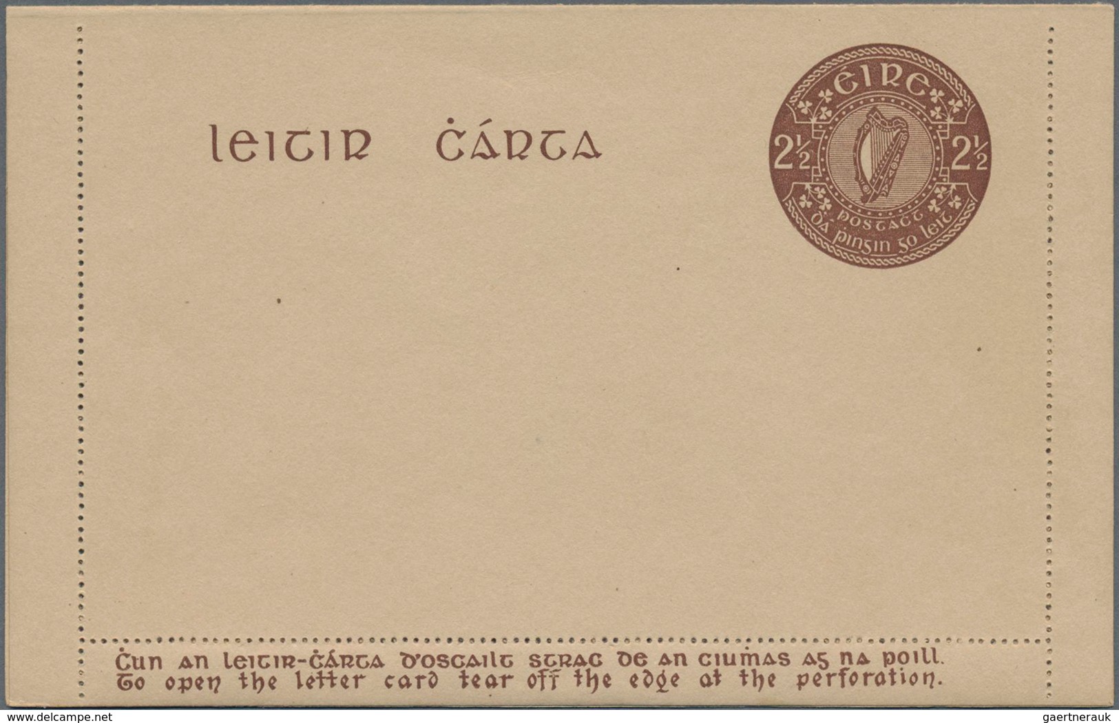 Irland - Ganzsachen: 1940/47 Four Unused Lettercards With 2½ Pg Brown On Differently Coloured Paper, - Postwaardestukken