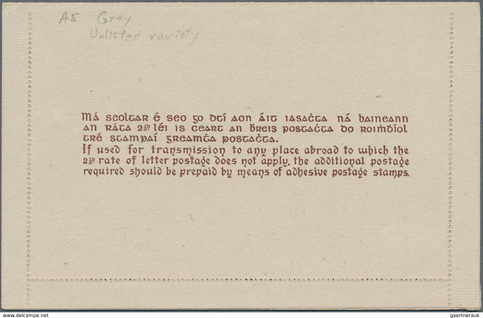 Irland - Ganzsachen: 1940/47 Four Unused Lettercards With 2½ Pg Brown On Differently Coloured Paper, - Postwaardestukken