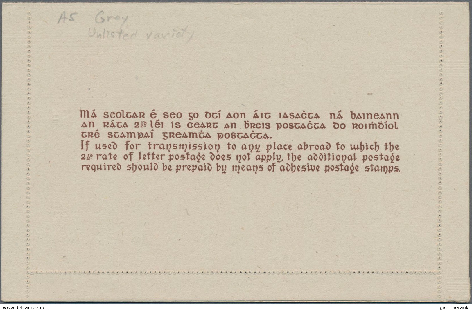 Irland - Ganzsachen: 1940/47 Four Unused Lettercards With 2½ Pg Brown On Differently Coloured Paper, - Postal Stationery