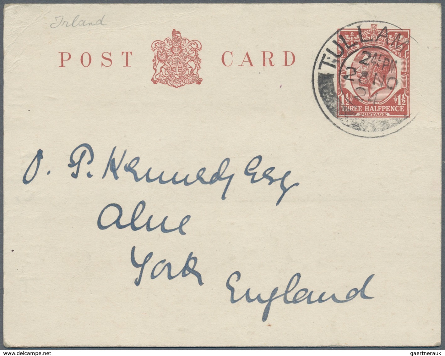 Irland - Besonderheiten: 1922/1924, 2 Great Britain Postal Stationery Postcards Used From "TULLAMORE - Other & Unclassified