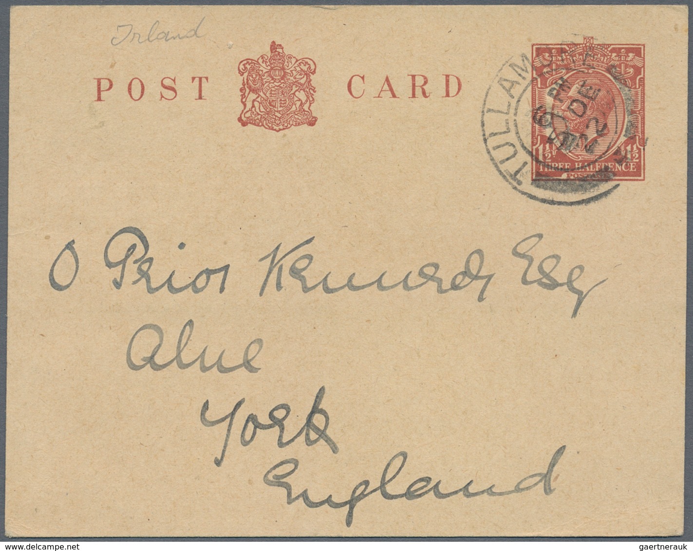 Irland - Besonderheiten: 1922/1924, 2 Great Britain Postal Stationery Postcards Used From "TULLAMORE - Other & Unclassified