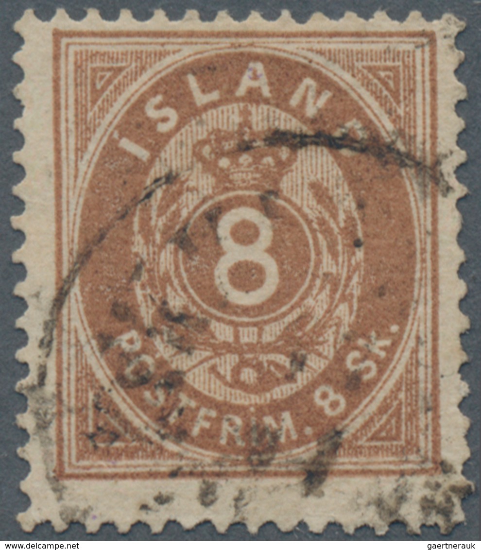 Island: 1873 8s. Brown, Used And Cancelled By Reykjavik Datestamp, Fine. L. Nielsen Certificate. (Mi - Other & Unclassified