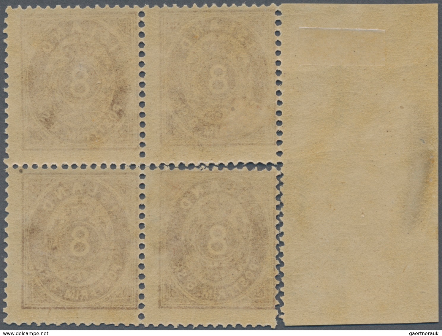 Island: 1873 8s. Brown Left-hand Marginal BLOCK OF FOUR, MINT NEVER HINGED. Lower Pair Separated Exc - Sonstige & Ohne Zuordnung