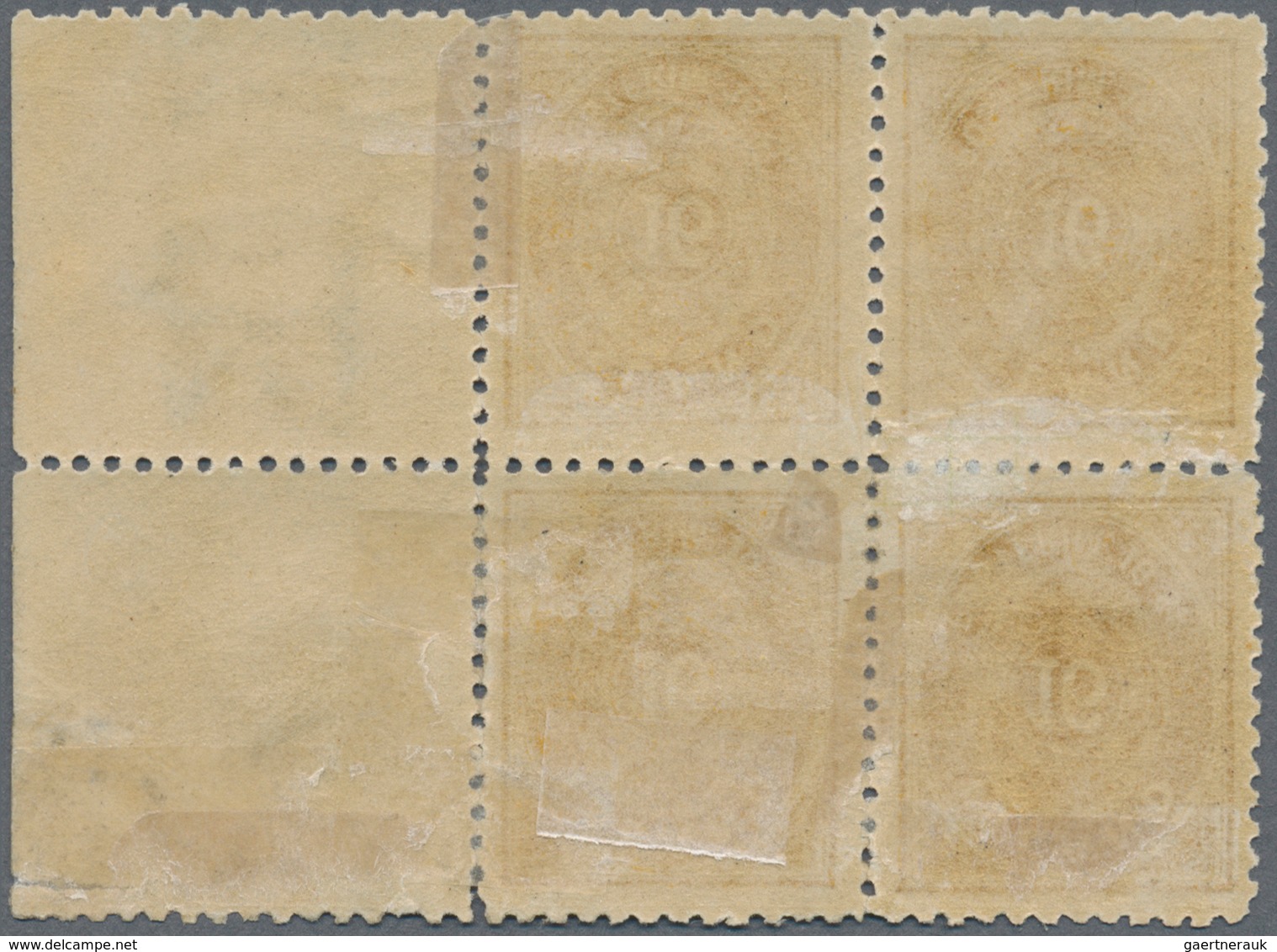 Island: 1873 16s. Yellow, Perf 12½, Left-hand Marginal Block Of Four, Mounted Mint With Several Smal - Other & Unclassified