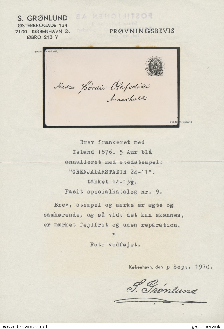 Island: 1878 5a. Blue, Perf 14x13½, Tied By "GRENJADARSTADUR 24/11" Cds (Facit Rarity 5) To Plain Co - Andere & Zonder Classificatie