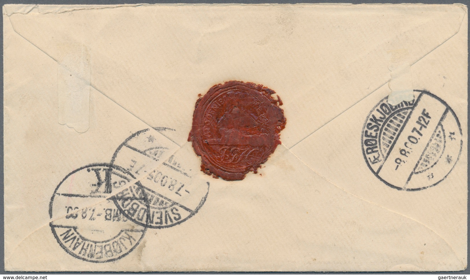 Island: 1897 16a. Brown Horizontal Pair Used On Registered Cover From Reykjavik To Ærøeskjøping, DEN - Andere & Zonder Classificatie