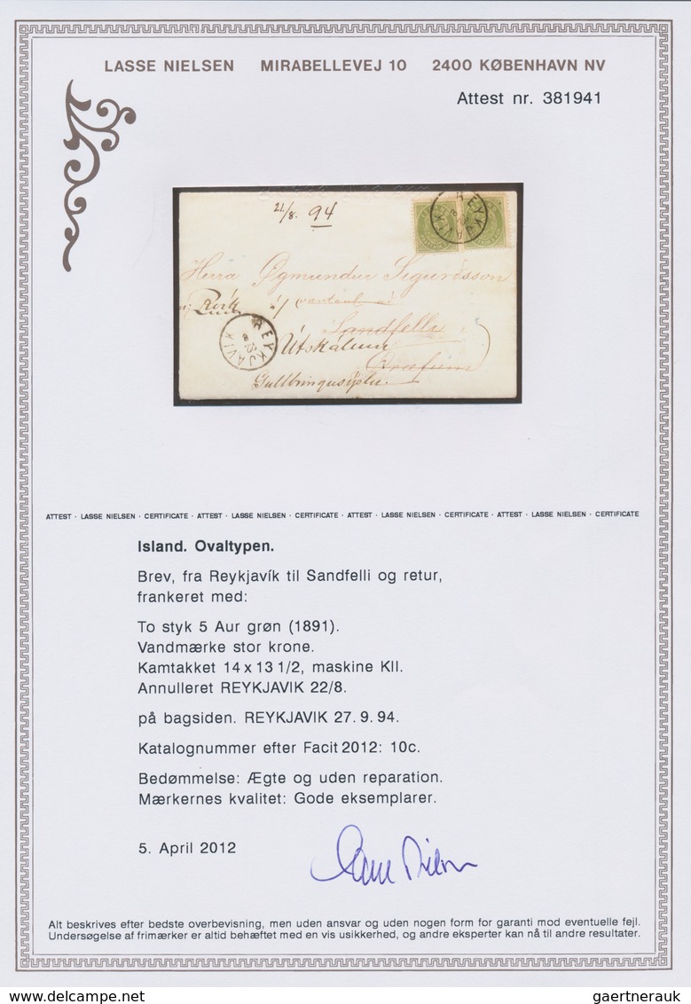 Island: 1894 Cover From Reykjavik To Sandfelli, Re-directed To Útskálum And Returned, Franked By Two - Sonstige & Ohne Zuordnung