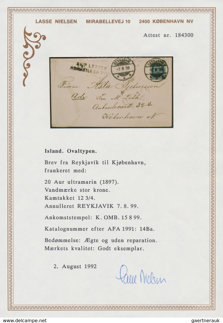 Island: 1899 Cover From Reykjavik To Copenhagen Via England, Franked By 1897 20a. Ultramarine Tied B - Sonstige & Ohne Zuordnung