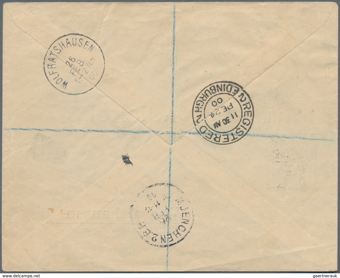 Island: 1892 50a. Red & Blue Used On Registered 'Bickel' Cover From Reykjavik To Wolfratshausen, Ger - Andere & Zonder Classificatie