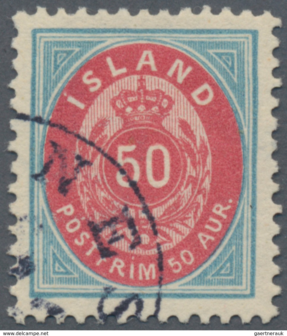 Island: 1898 40a. Red & Blue, PERF 12¾, Used And Cancelled By "(AKRA)NES" C.d.s., Fresh And Fine. A - Andere & Zonder Classificatie