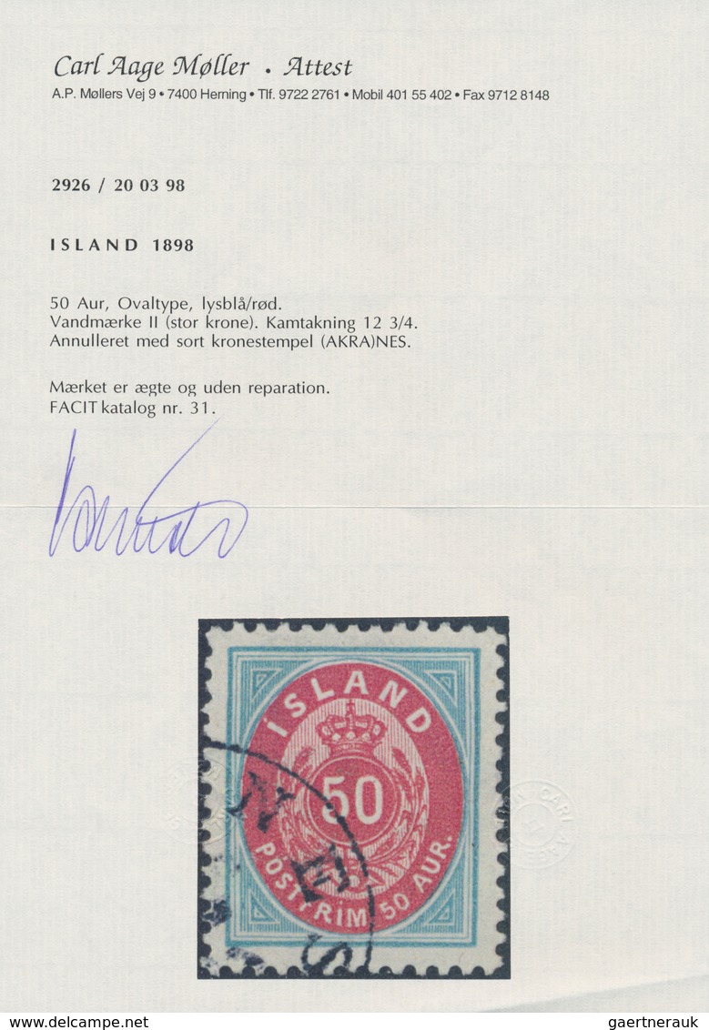 Island: 1898 40a. Red & Blue, PERF 12¾, Used And Cancelled By "(AKRA)NES" C.d.s., Fresh And Fine. A - Other & Unclassified