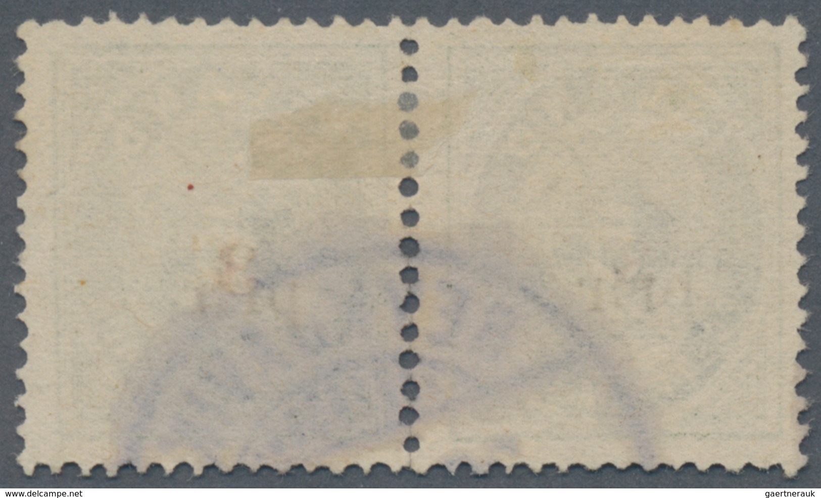 Island: 1897 Provisional 3 On 5a. Green HORIZONTAL PAIR, Perf 14x13½, Overprinted "3" In Red And LAR - Andere & Zonder Classificatie